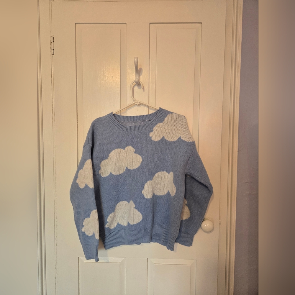 Cloud Pattern Blue Sweater